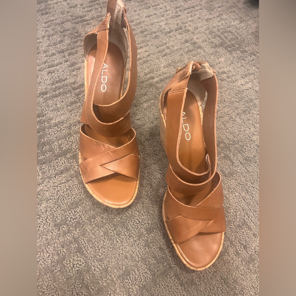Aldo Women's Brown Strappy Wedges